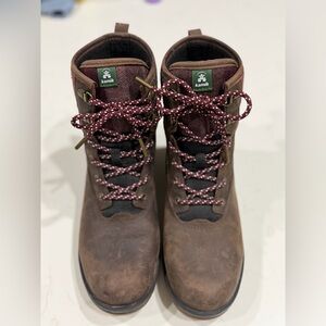 Kamik Brown Leather Boots with Burgundy Laces
